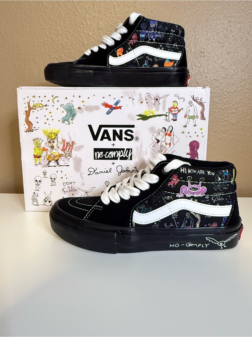 NEW Vans x No-Comply x Daniel Johnston Black Skateboarding Shoe Men 5.5/Women 7